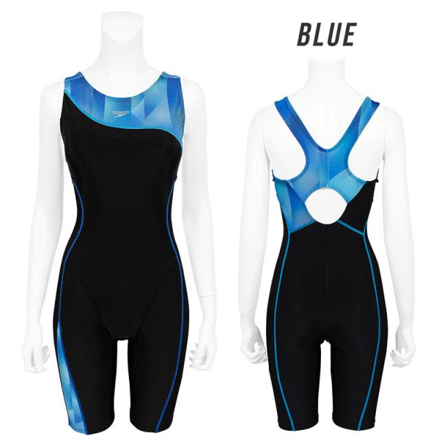speedo スピード オールインワン フィットネス 水着 レディース ノースリーブ レーサーバック 上下一体型 《レビュー記入で送料無料》 水泳 競泳 プール ママ ミセス シンプル M L LL O 送料無料 SFW12403 ルースンアップニースキン Asymmetry Loosen Up Kneeskin