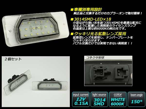 ニッサン LED ライセンスランプ ナンバー灯 E51 エルグランド / M35 ステージア / P11 プリメーラ カミノ / U31 プレサージュ  R-404｜au PAY マーケット