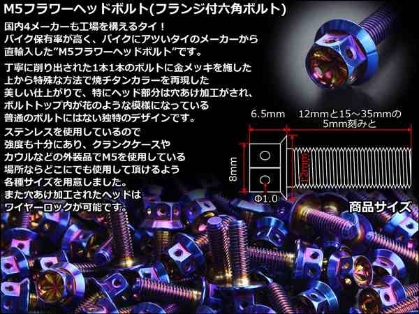 至上 六角ボルト M5×20mm P0.8 フラワーヘッド ステンレス 焼きチタンカラー 1個 TB0538 tronadores.com