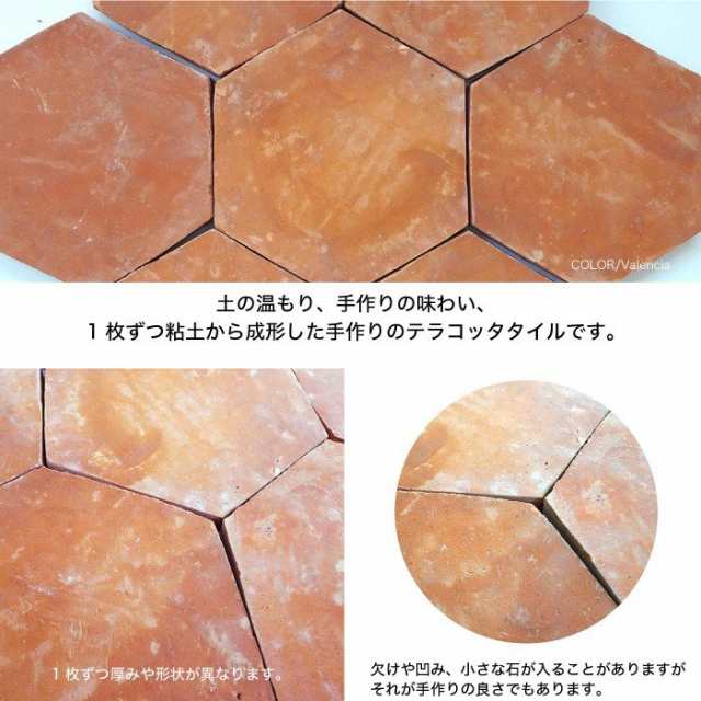 テラコッタ タイル 玄関 床材 アプローチ Diy 六角 グラナダ ヘキサゴン バレンシア ケース 8枚入 販売 の通販はau Pay マーケット インテリアショップ セラコア