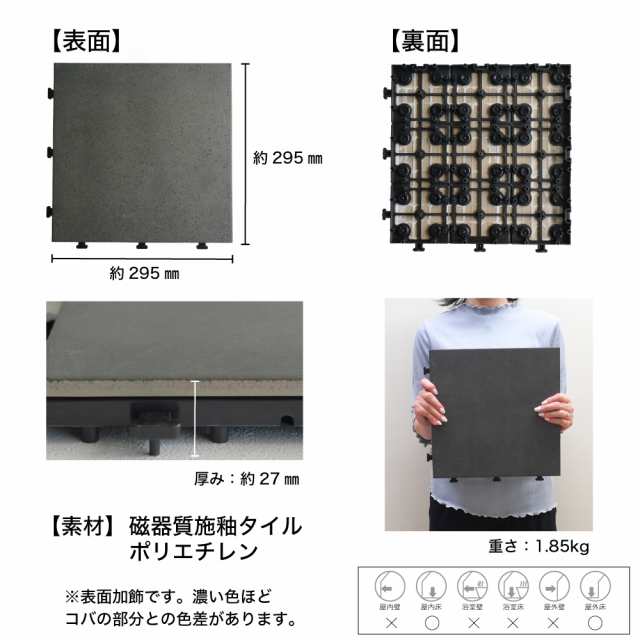 タイルデッキ パネル 磁器質 ジョイント ベランダ 置き敷 エクステリア（ジョイントデッキシリーズ 磁器質タイル 30枚セット販売）の通販はau  PAY マーケット インテリアショップ セラコア au PAY マーケット－通販サイト