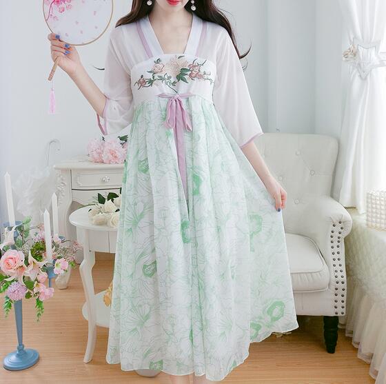 中華風普段着ワンピース Aライン 半袖ドレス 花柄 ロング丈ワンピース オールインワン エスニック 仙女風 夏 改良漢服 舞台ダンス 日常服の通販はau Pay マーケット 岩見洋服店
