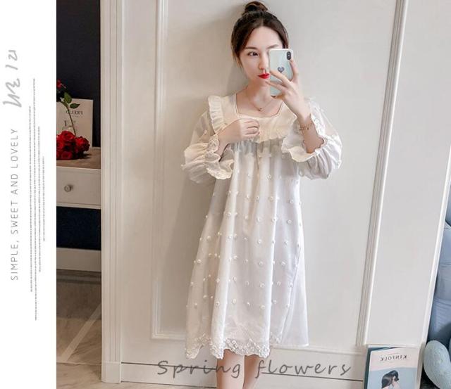宮廷風ワンピースパジャマ レディース 綿100 可愛い姫系 長袖パジャマ 天使風 ルームウェア 部屋着 ナイトウェア 寝巻き二点送料無料の通販はau Pay マーケット 岩見洋服店