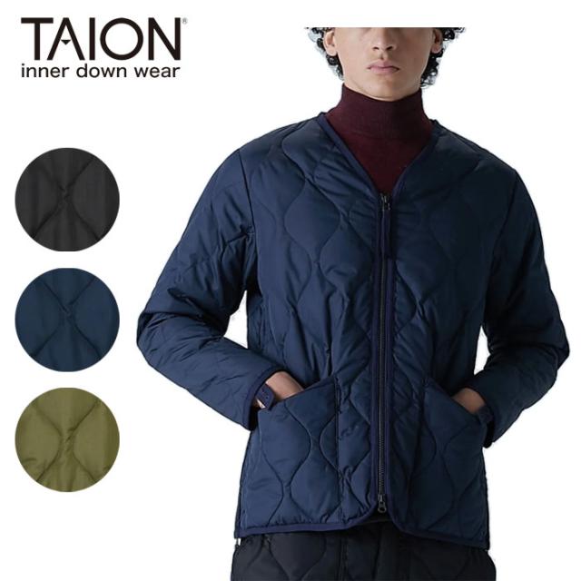 タイオン TAION  ダウン ジャケット ミリタリー Vネックジップ ダウンジャケット メンズ レディース ユニセックス 防寒 TAION-101ZML-1