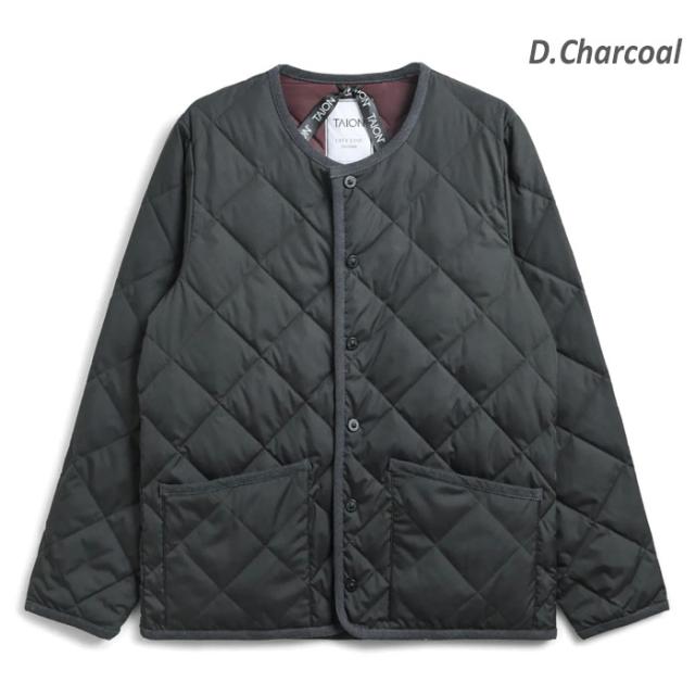 タイオン TAION ダウン ジャケット シティ パイピング クルーネック ダウンカーディガン メンズ レディース ユニセックス 軽量 防寒 TAION-104CI
