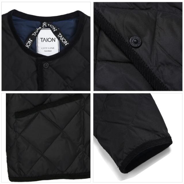 タイオン TAION ダウン ジャケット シティ パイピング クルーネック ダウンカーディガン メンズ レディース ユニセックス 軽量 防寒 TAION-104CI