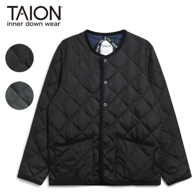 タイオン TAION ダウン ジャケット シティ パイピング クルーネック ダウンカーディガン メンズ レディース ユニセックス 軽量 防寒 TAION-104CI