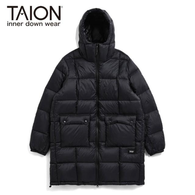タイオン TAION ダウン ジャケット マウンテン パッカブル ボリューム ダウンコート ロング ブラック メンズ レディース ユニセックス 防寒 TAION-106VZMT-LONG