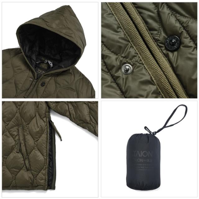 タイオン TAION ダウン ジャケット ミリタリー Wジップ フード ダウン