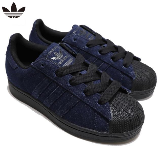 アディダス オリジナルス スニーカー シューズ レディース スーパースター 2 ダブル デニム ブラック ネイビー adidas Originals SUPERSTAR II W