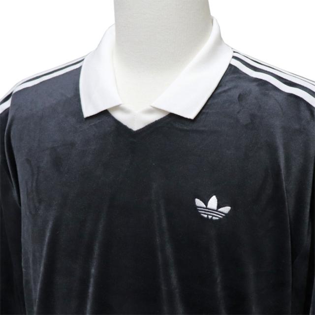 アディダスオリジナルス ポロシャツ 長袖 ベロア ロングスリーブカットソー ブラック adidas Originals VELOUR POLO LS_2