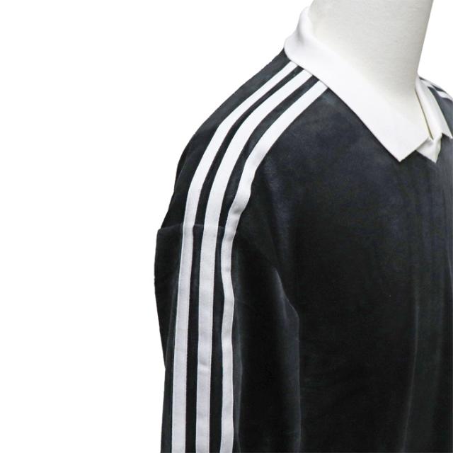 アディダスオリジナルス ポロシャツ 長袖 ベロア ロングスリーブカットソー ブラック adidas Originals VELOUR POLO LS_3