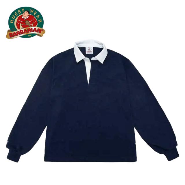 バーバリアン ラグビージャージ プレーン 無地 BARBARIAN  12oz REGULER LONG / USF NAVY (01)（NEW JAPAN SIZE）