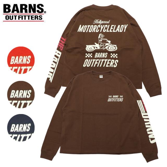 バーンズ アウトフィッターズ ボクシー ロングスリーブ プリント Tシャツ 長袖 BARNS OUTFITTERS BOXY L/S PRINT TEE【MOTORCYCLELADY】
