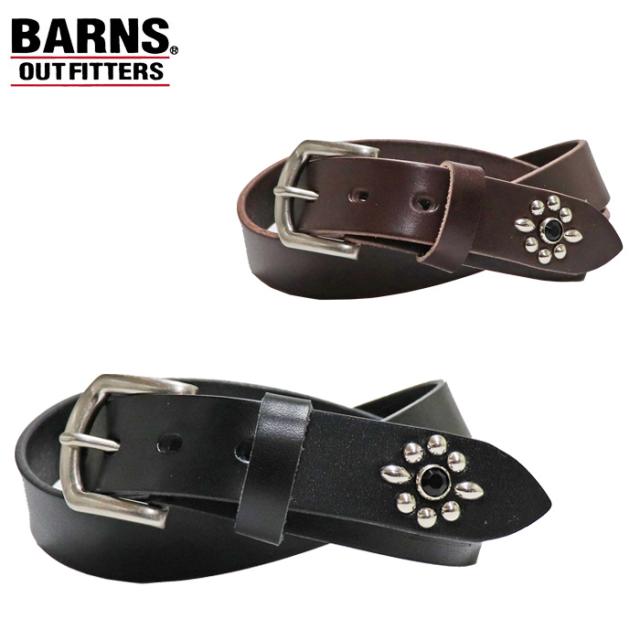 バーンズ アウトフィッターズ ベルト 30mm 栃木レザー スタッズ 日本製 本革 バックル アメカジ BARNS OUTFITTERS 30mm STUDS BELT【SUMMER OIL LEATHER】