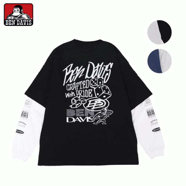 ベンデイビス 長袖 ロンT Tシャツ ワイド BEN DAVIS LS&SS 2TEES LAYERED TAGGING ベンデービス / ベン デイビス (SA)