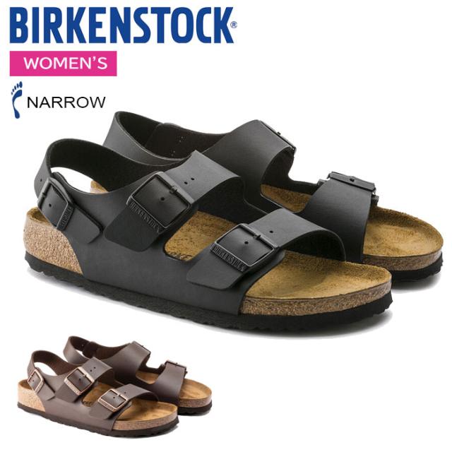 ビルケンシュトック サンダル レディース ミラノ ナローフィット(幅狭) BIRKENSTOCK MILANO ブラック ダークブラウン