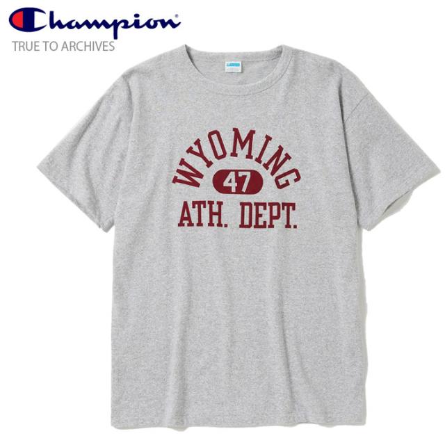 チャンピオン 日本製 77QS 半袖 Tシャツ トゥルートゥーアーカイブス Champion TRUE TO ARCHIVES C3-B309 072 Grey/Red