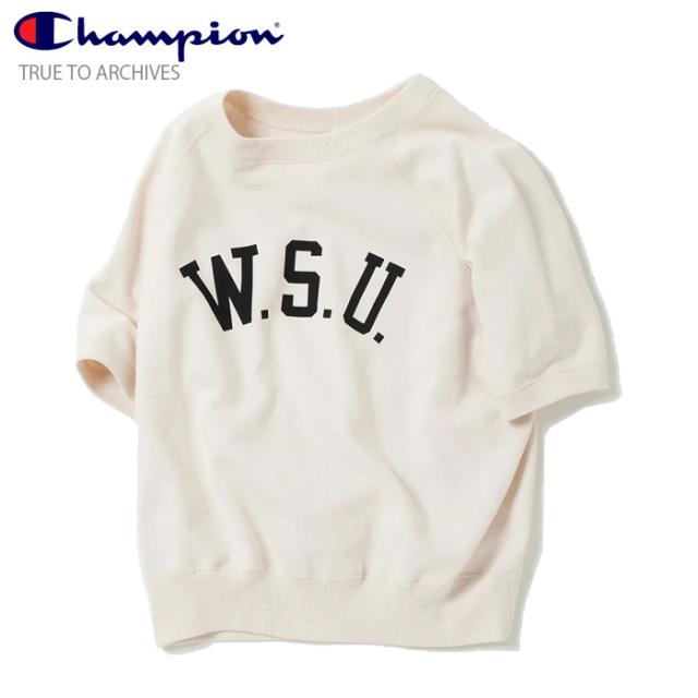 チャンピオン 日本製 スウェット クルーネック 半袖 トゥルートゥーアーカイブス Champion TRUE TO ARCHIVES C5-B005 020 Off White