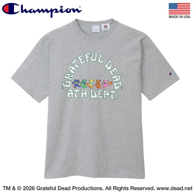チャンピオン アメリカ製 半袖 Tシャツ ヘビーウエイト グレイトフルデッド ベア T1011 シルバー グレー (メール便 送料無料) Champion MADE IN USA C5-D309 7,762円
