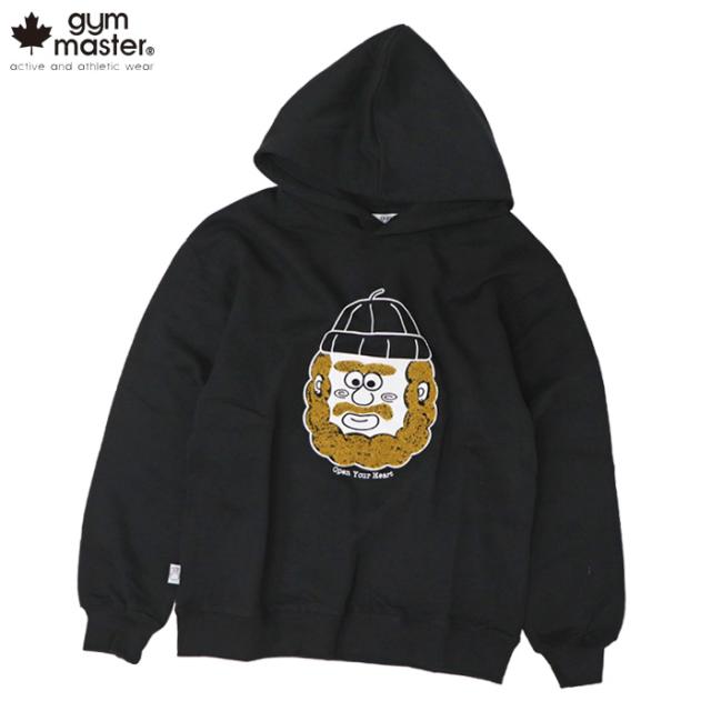 ジムマスター シャツ 長袖 スウェット プルパーカー ブラック メンズ レディース gym master open your heart