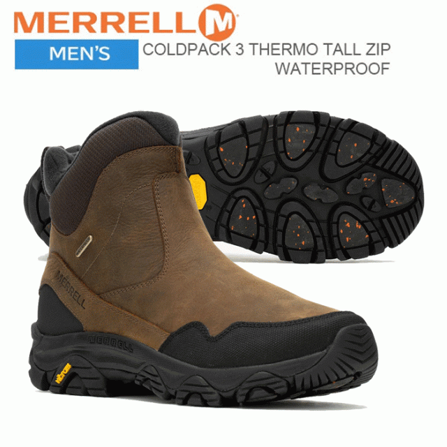 メレル コールドパック 3 サーモ トール ジップ ウォータープルーフ アース 防滑 防水 保温 MERRELL COLDPACK3 THERMO TALL ZIP WATERPROOF EARTH
