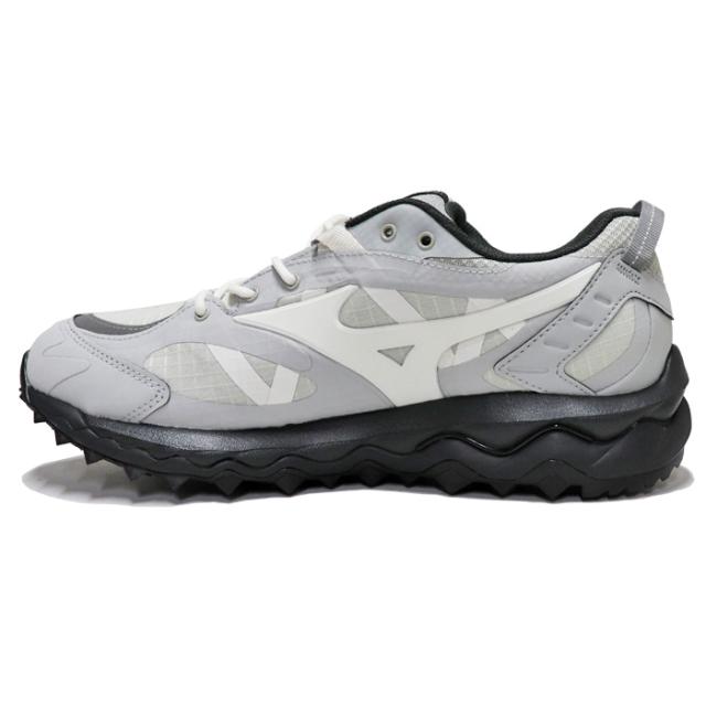 ミズノ スニーカー メンズ ウエーブ ムジン ランニングシューズ グレー×オフホワイト×ライトグレー MIZUNO WAVE MUJIN TL GTX_3