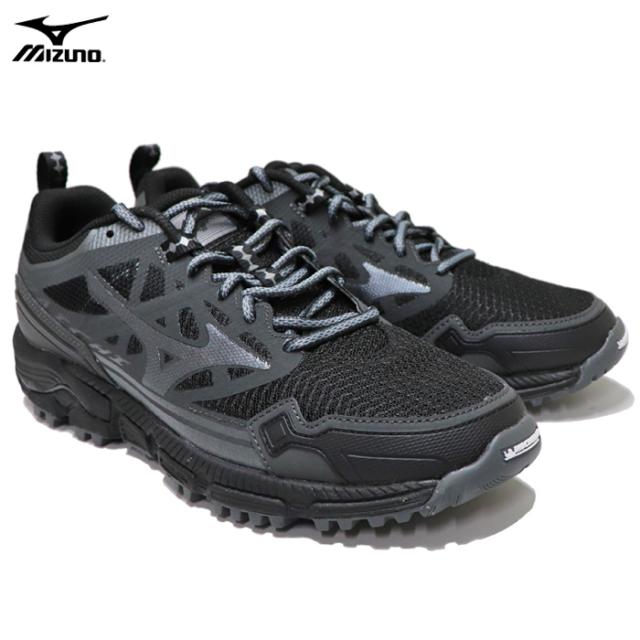 ミズノ スニーカー メンズ ウエーブ ダイチ トレイル ランニングシューズ ブラック×シルバー×メタリックグレー MIZUNO WAVE DAICHI LS