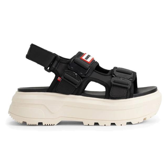ハンター サンダル レディース スポーツサンダル ストラップ ブラック クリーム 黒 白 厚底 Hunter U CITY REBEL NEO&LEATHER BUCKLE STRAP UFD3109LEA-BLV ハンター サンダル レディース スポーツサンダル ストラップ ブラック
