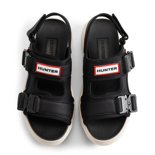 ハンター サンダル レディース スポーツサンダル ストラップ ブラック クリーム 黒 白 厚底 Hunter U CITY REBEL NEO&LEATHER BUCKLE STRAP UFD3109LEA-BLV ハンター サンダル レディース スポーツサンダル ストラップ ブラック