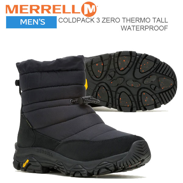 メレル コールドパック 3 ゼロ サーモ トール ウォータープルーフ ブラック 防滑 防水 保温 MERRELL OLDPACK 3 ZERO THERMO TALL WATERPROOF BLACK
