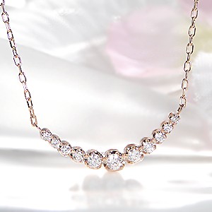 ダイヤモンド ライン ネックレス 【0.2ct】 K18ピンクゴールド