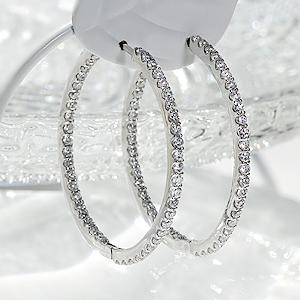 K18WG 【1.0ct】ダイヤモンド中折れフープピアス【27mm】/ 送料無料 品質保証書 フープ 18k 18金 ホワイトゴールド ダイヤピアス ダイア 125,125円