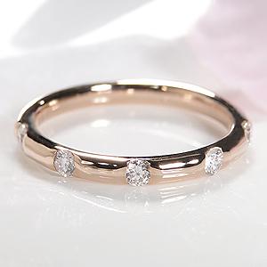 ドット ダイヤモンド リング 【0.25ct】 K18ピンクゴールド シンプルリング ☆【送料無料】【ギフトラッピング】