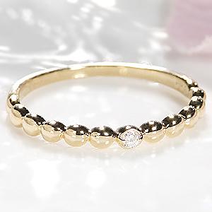 リング 一粒ダイヤモンド ドットリング K18イエローゴールド ☆ K18YG 一粒 ダイヤモンドリング 【送料無料】【ギフトラッピング】