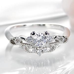 pt950 ティアラ ダイヤモンド リング【0.40ct】/【送料無料】【刻印無料】【代引手数料無料】【品質保証書】SI プラチナ ダイヤ リング指輪・リング