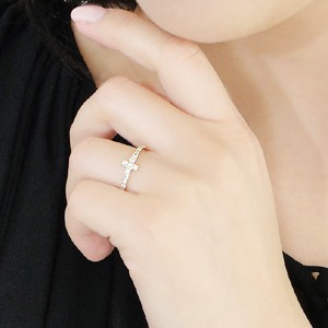 ダイヤモンド エタニティリング 【0.30ct】 K18イエローゴールド 華奢でかわいい クロスモチーフ ☆【送料無料】【ギフトラッピング】|au PAY マーケット
