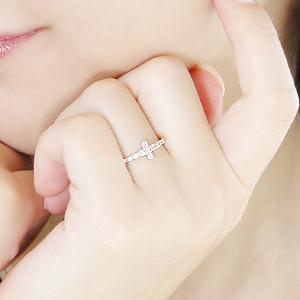 ダイヤモンド エタニティリング　【0.30ct】　K18ピンクゴールド 華奢でかわいい クロスモチーフ  ☆【送料無料】【ギフトラッピング】の通販は