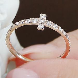 ダイヤモンド エタニティリング　【0.30ct】　K18ピンクゴールド 華奢でかわいい クロスモチーフ  ☆【送料無料】【ギフトラッピング】の通販は