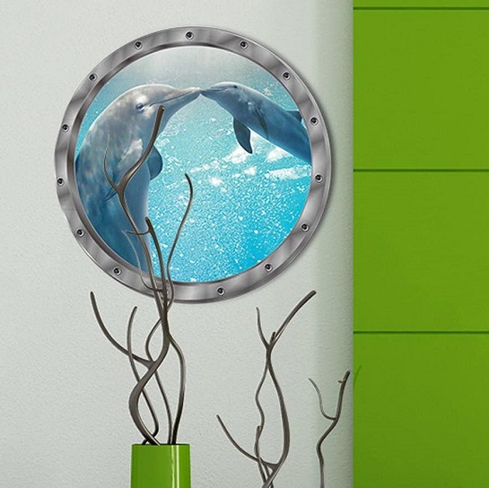 ウォールステッカー 潜水艦窓から イルカのスキンシップ 丸い 壁シール 海中 ほのぼの 親子 ブルー 深海 生き物 小サイズ 洗濯機 冷蔵庫の通販はau Pay マーケット 41ウォールステッカー