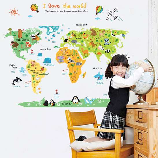 ウォールステッカー 動物 世界地図 壁シール カラーワールドマップ 気球 アジア かわいい パンダ 白熊 リムーバブル インテリアシールの通販はau  PAY マーケット - 41ウォールステッカー | au PAY マーケット－通販サイト