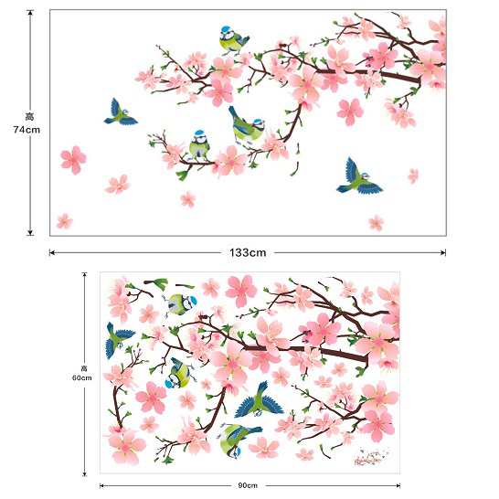 ウォールステッカー 桜と野鳥 和風 繰り返し貼れる 壁紙シール 春らしい 桃色 開花 コントラスト 賃貸部屋装飾 Tv イベント 祝賀会の通販はau Pay マーケット 41ウォールステッカー