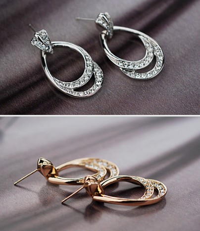 フープピアス スワロフスキー レディース 18金GP 18k スワロ フープ 