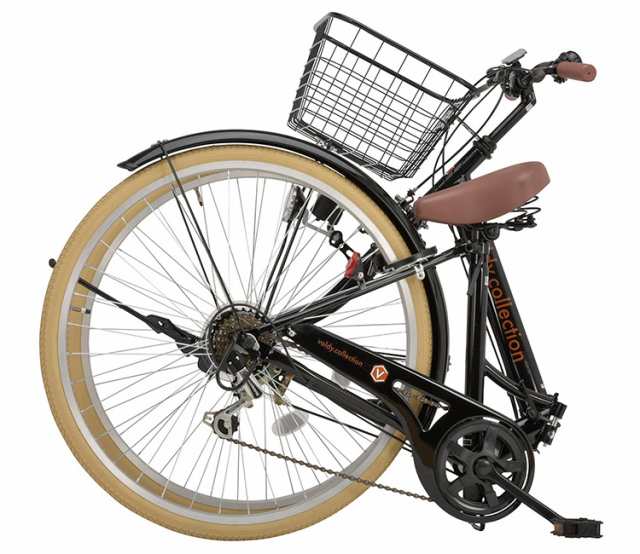 完成品 自転車本体 26インチ ママチャリ カラータイヤ カゴ付き 6段 