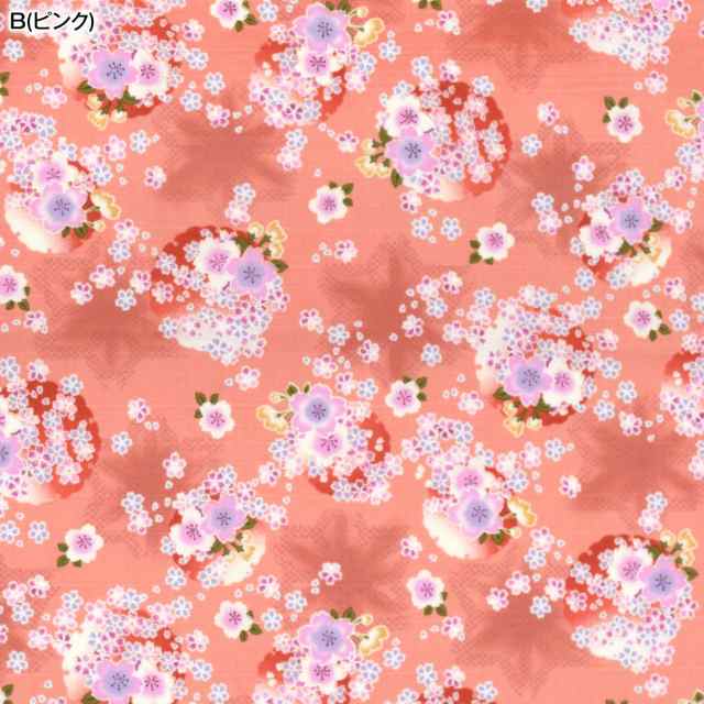 生地 和柄 113cm巾x1mカット済 花柄 桜 布 ゆかた 甚兵衛 和風