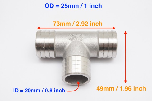 ステンレス Ｔ型ホースジョイントパイプ スリーウエイ 外径25ｍｍの通販はau PAY マーケット - カー＆モーターバイクパーツ店 | au PAY  マーケット－通販サイト