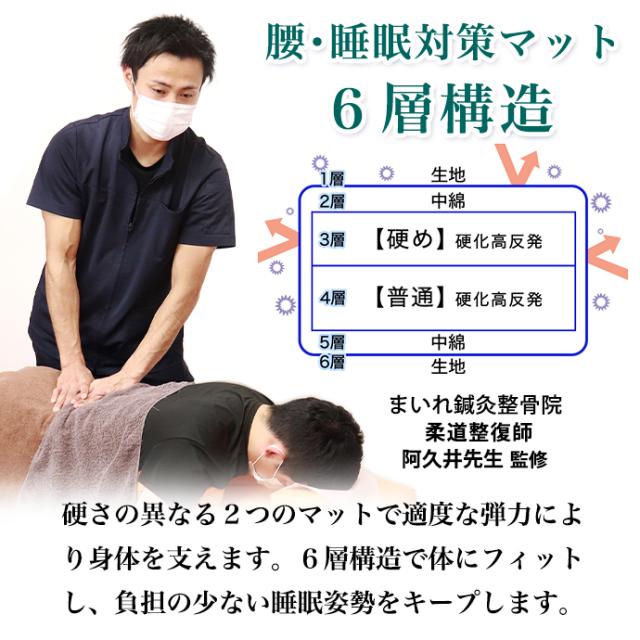 ６層構造 ツインマット シングル 日本製 マットレス 厚さ 約10cm MA 中綿 テイジン 帝人 アクフィット(R) 使用 防ダニ 制菌 抗菌 防臭 防ダニ 固綿 硬め 固め 厚さ 敷き布団 職人 手作り 国産_1