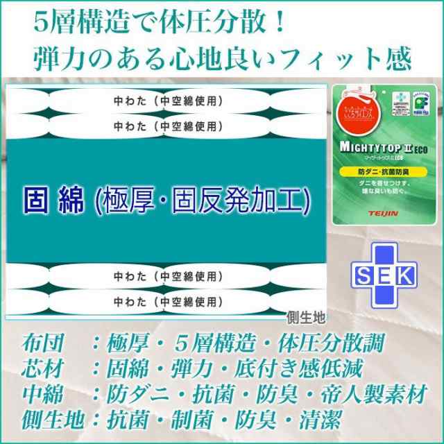 送料無料 日本製 セミダブル 極太 極厚１０点 布団セット 5層構造 マットレス不要 セット布団 の通販はau Pay マーケット ファッションセンター