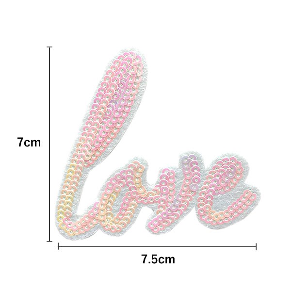 ワッペン スパンコールワッペン アイロン接着 縦7cm 横7 5cm ピンク Love ラブ 英語 キラキラワッペン 手芸 メール便可 の通販はau Pay マーケット Re Make