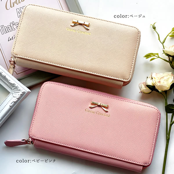 長財布 レディース 財布 牛革 レザー 革 リボン 大容量 ラウンドファスナー 小銭入れ ボックス カード入れ ロングウォレット財布 ギフト の通販はau Pay マーケット Re Make